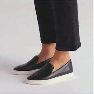 Birdies The Swift Slip On Leather Sneakers Shoes Almond Toe Black White 8.5